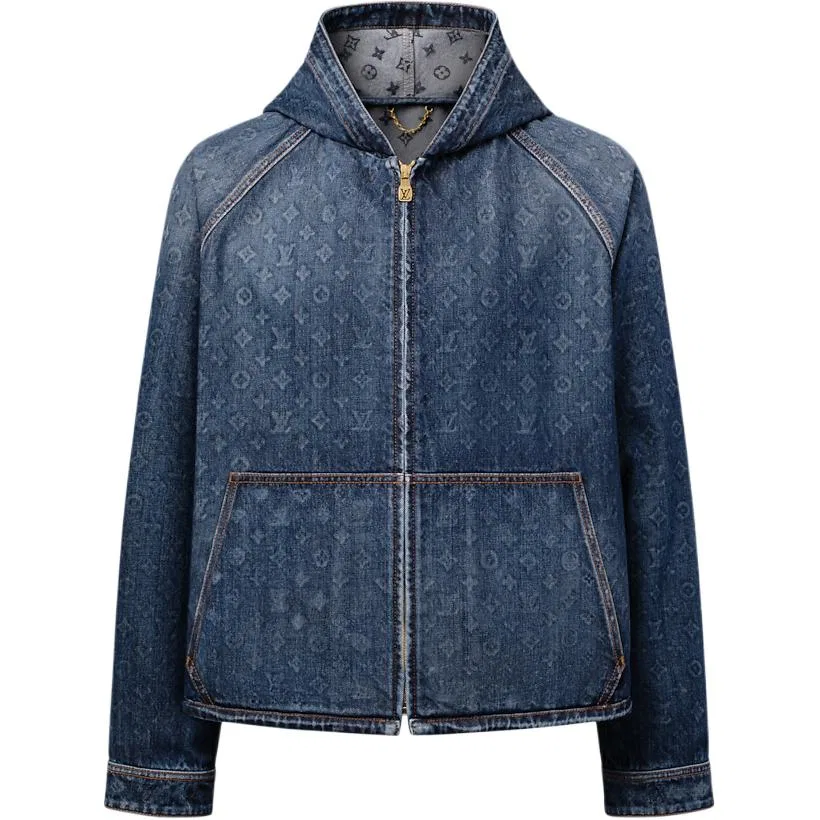 Мужская джинсовая куртка с капюшоном Monogram Denim Blue LOUIS VUITTON, Blue