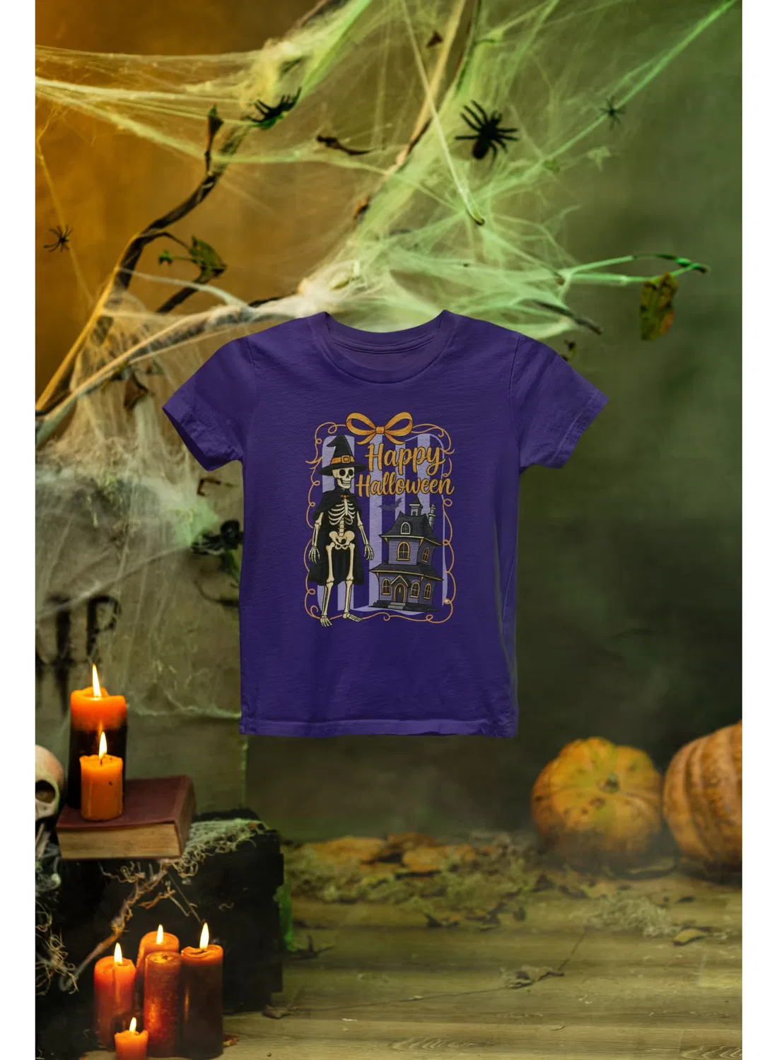 Футболка с принтом Halloween Cat Zoom, фиолетовый