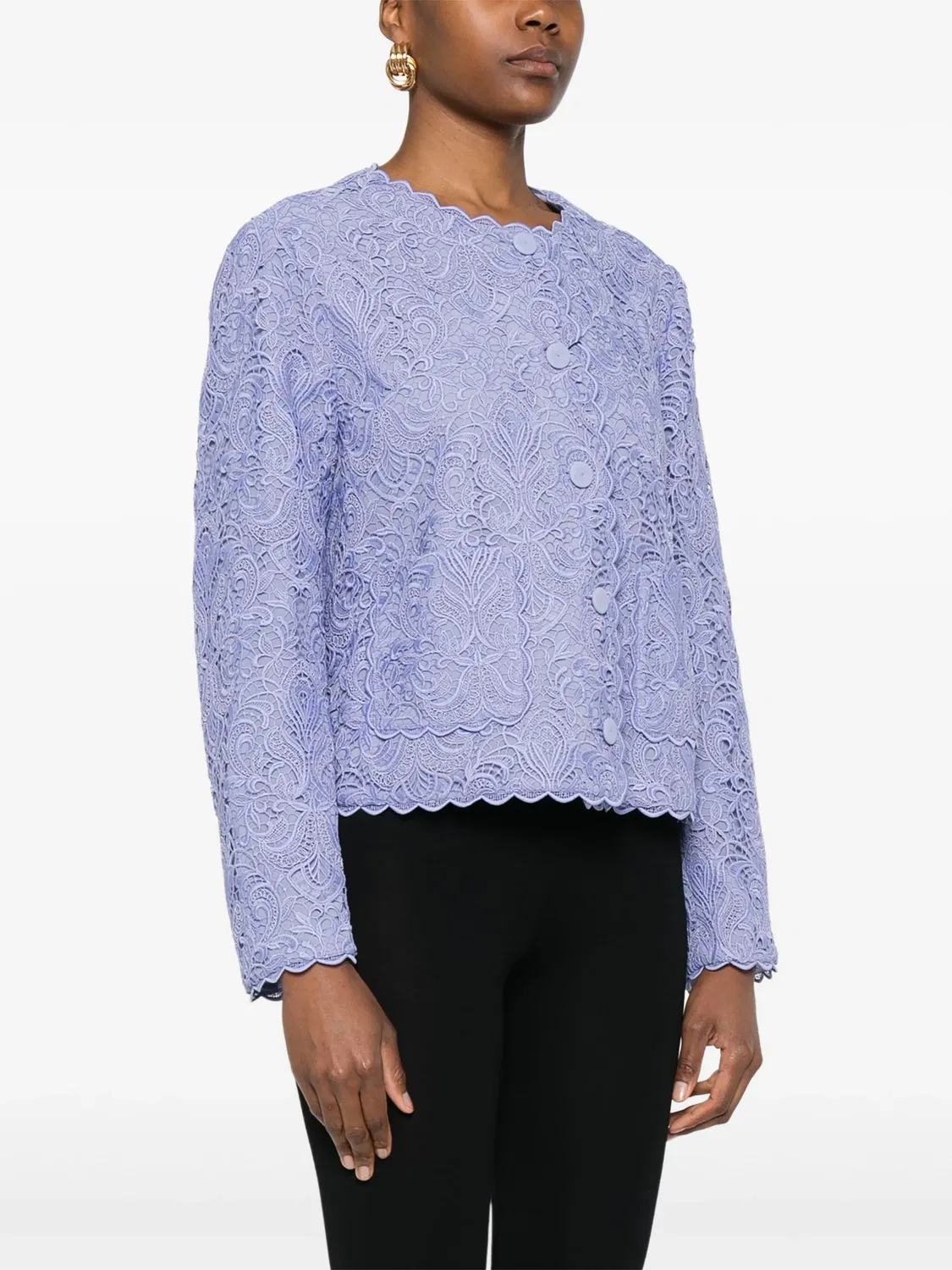 Вышитая куртка цвета сирени ETRO, лиловый — фото 3