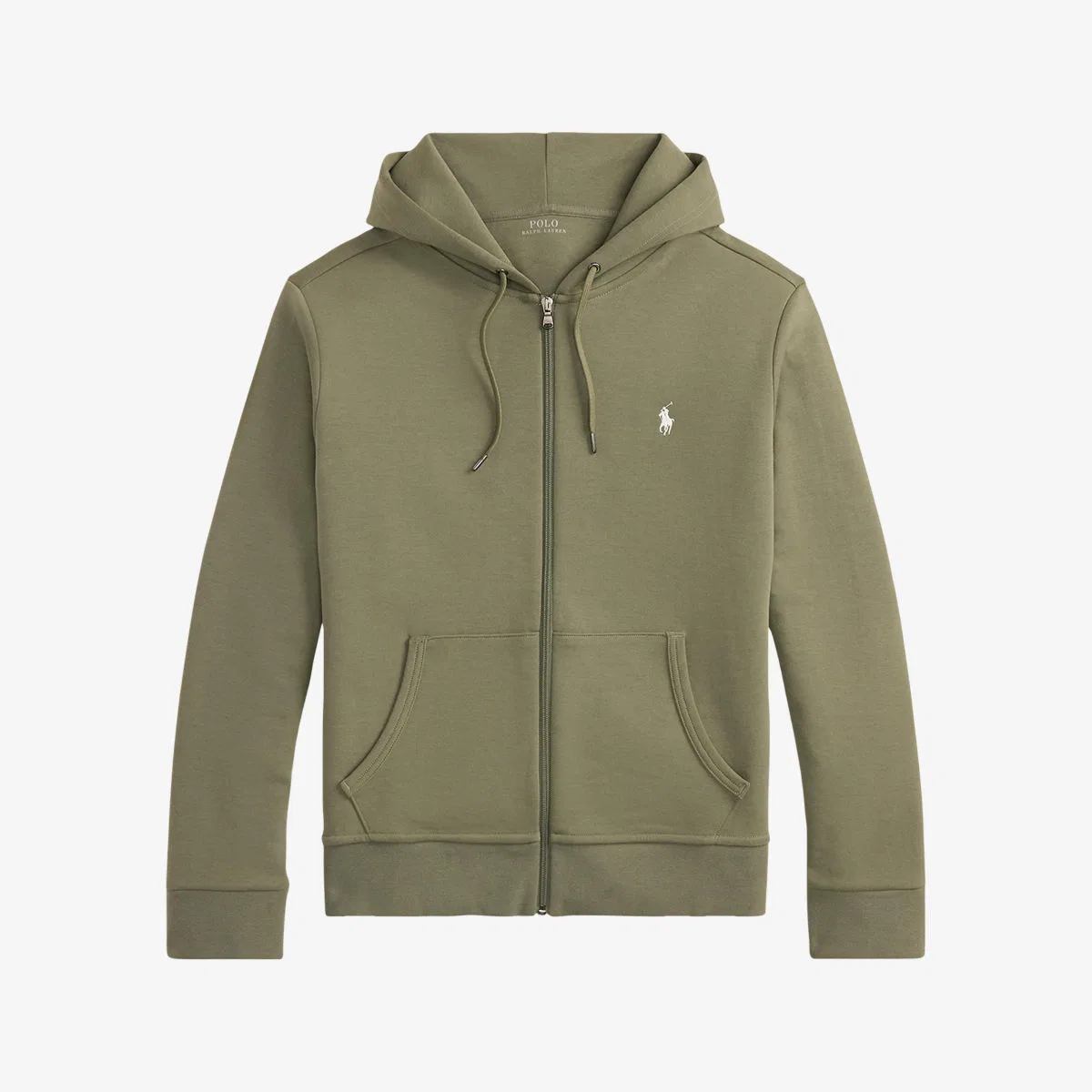 Худи из хлопковой смеси с вышитым логотипом бренда, на молнии Polo Ralph Lauren, оливковый