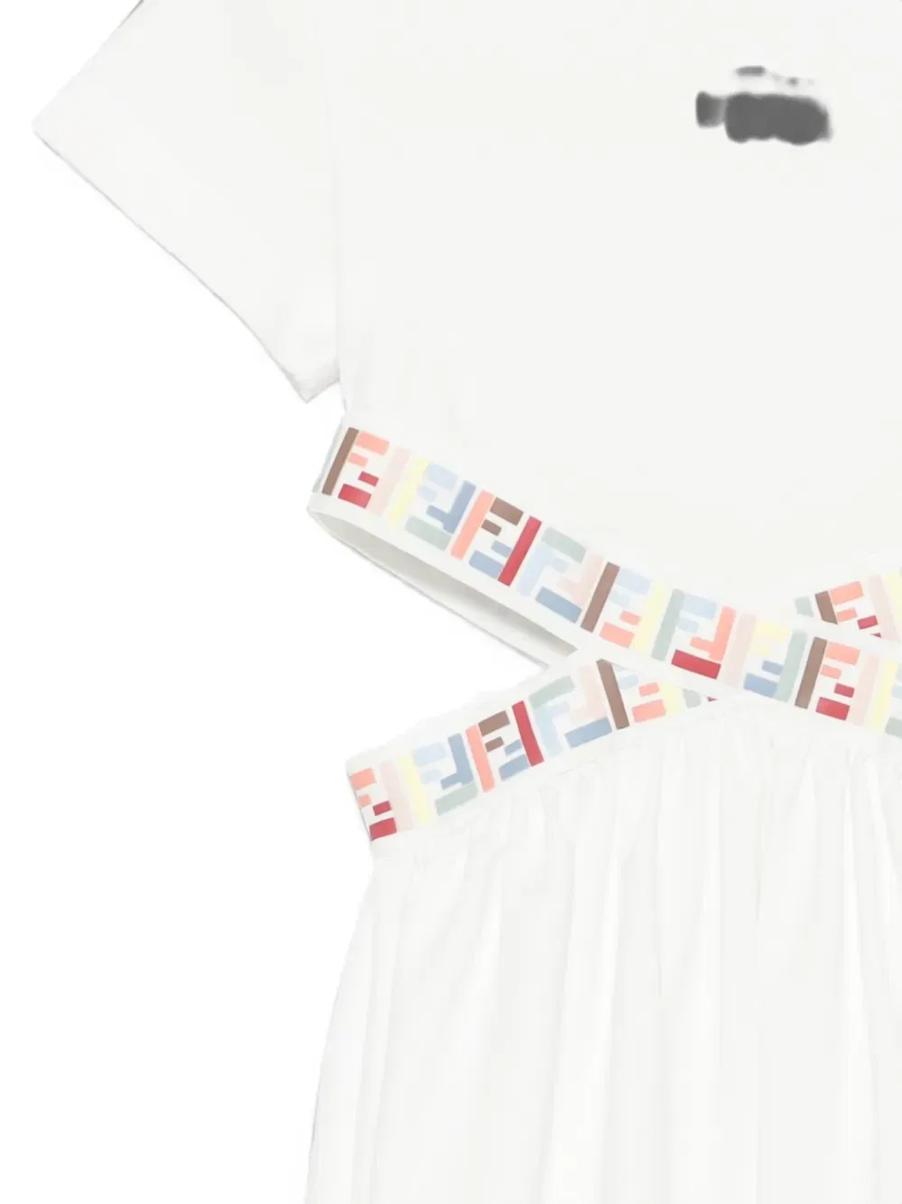 Платье с вырезами с логотипом FF Fendi Kids, белый — фото 3
