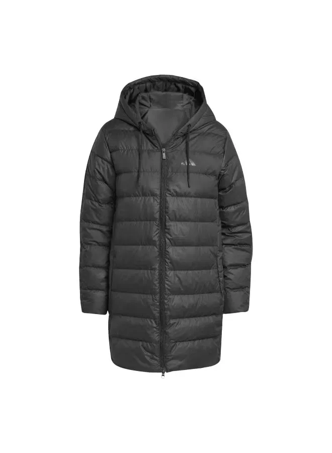 Парка утепленная с капюшоном Essentials climawarm 3-stripes Adidas, черный
