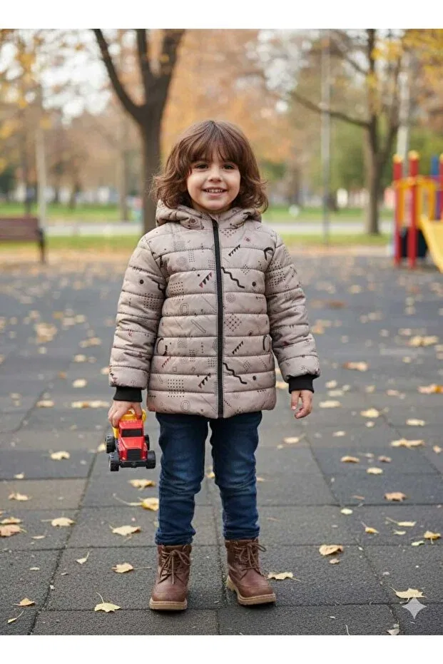 Детское пальто для мальчиков с принтом Basics Dublino Kids, Smoked
