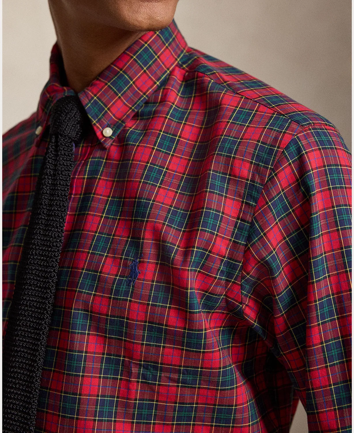 Мужская рубашка в клетку, Custom Fit, Polo Ralph Lauren, темно-красный — фото 3