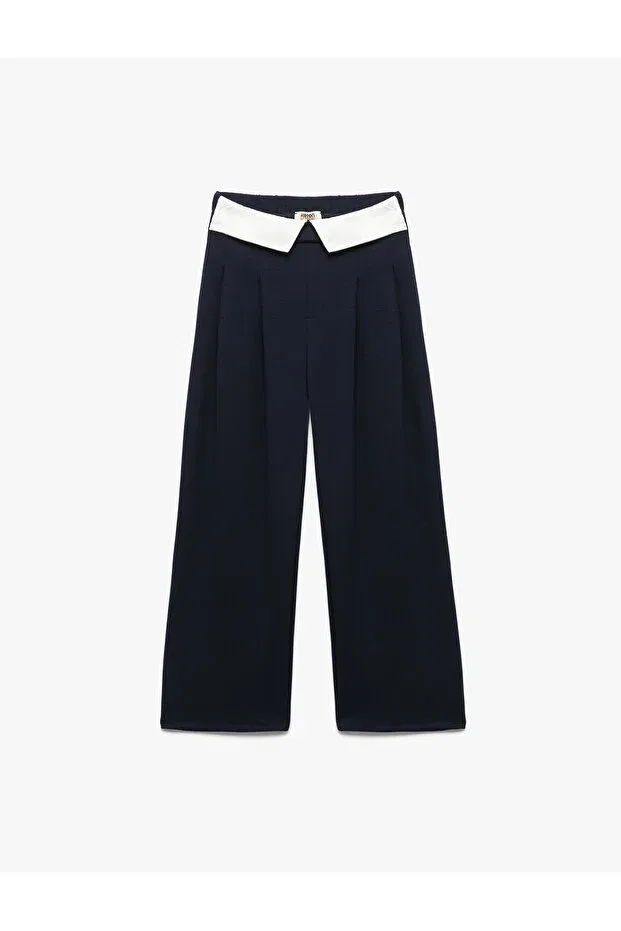 Детские брюки для девочек с высокой талией Koton, Navy Blue