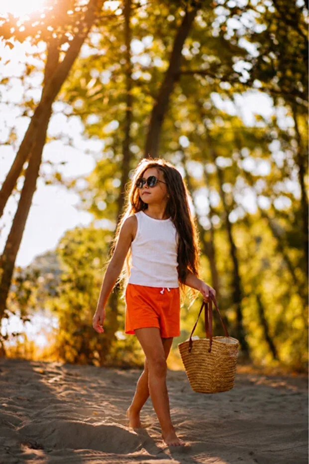 Детские шорты для девочек хлопковые Minojoy, Orange — фото 4