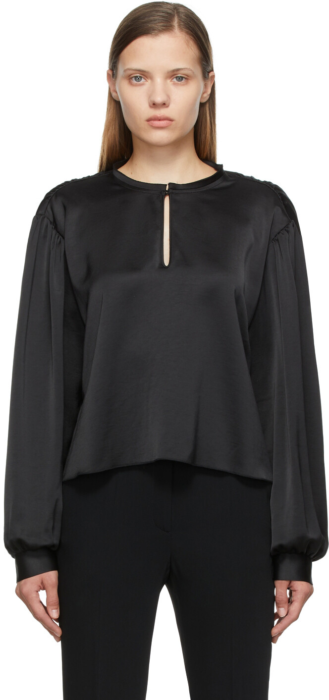 

Двусторонняя черная блузка с деталями на плечах MM6 Maison Margiela