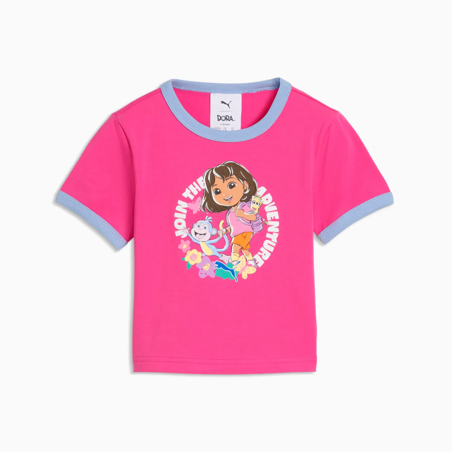 Узкая футболка с контрастной отделкой для маленьких детей Puma X Dora The Explorer, Pink Opal — фото 4