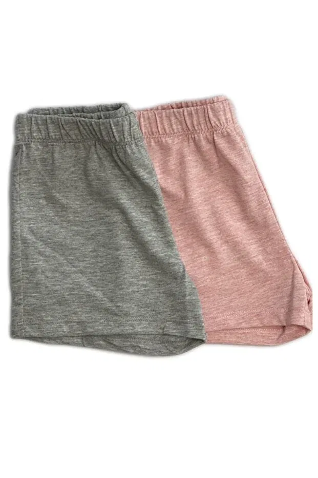 Детские шорты для девочек с эластичным поясом Black&Small, Gray Melange/Pink