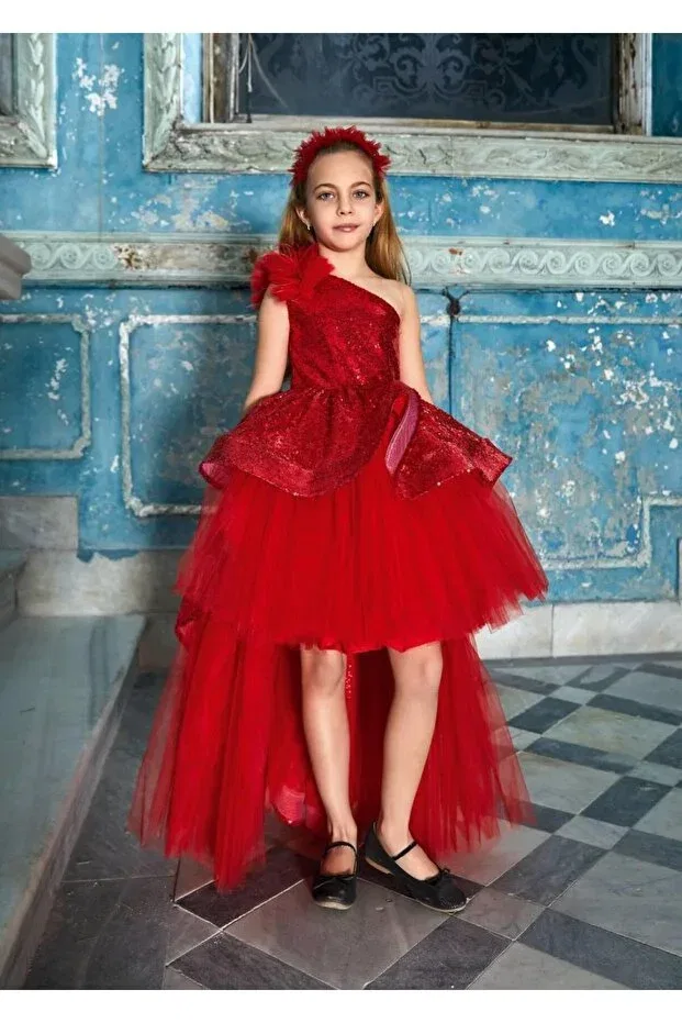 Детское платье для девочек с пайетками Party Pixinadeluxe, Red