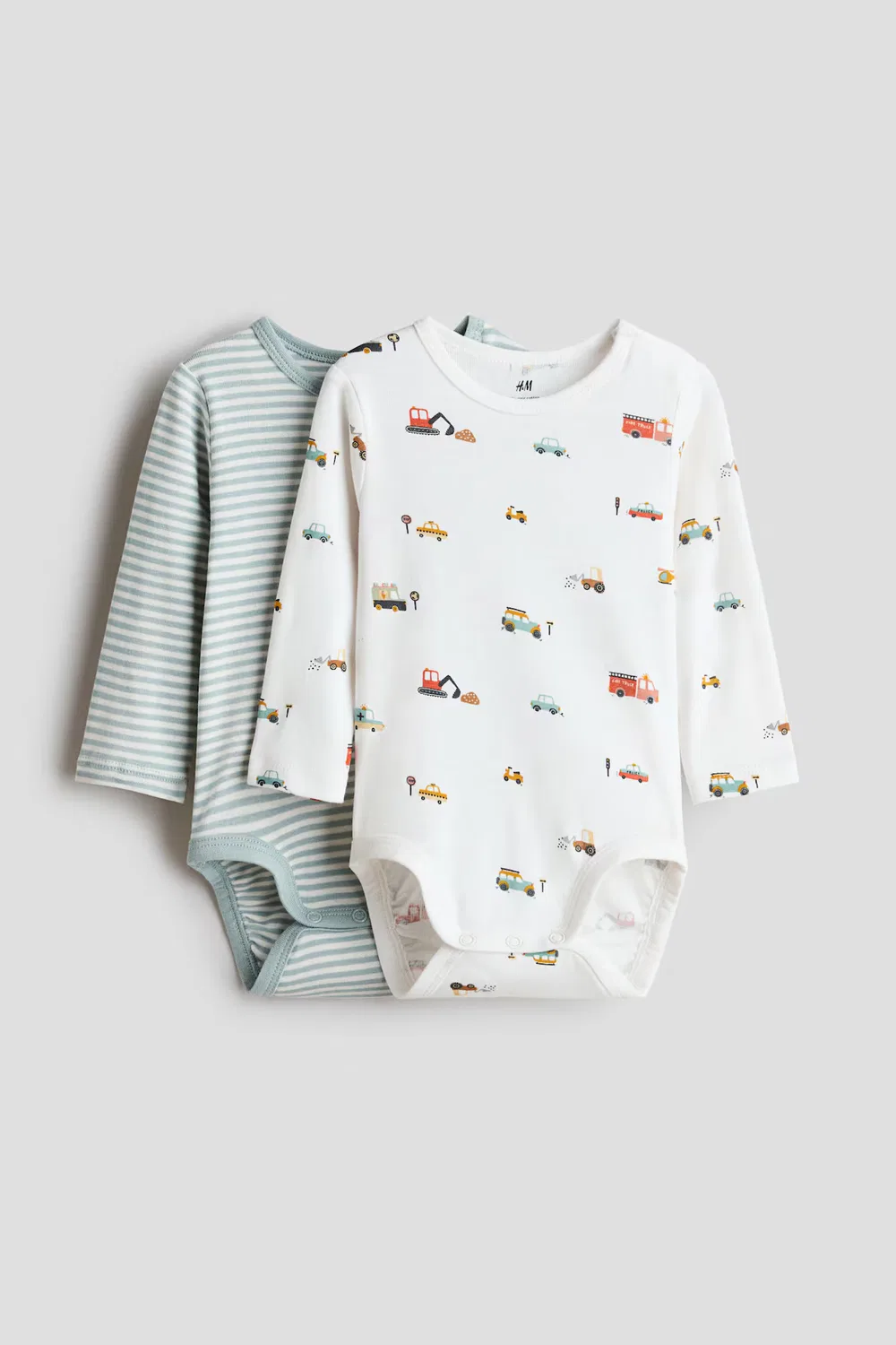 Комплект из 2 хлопковых боди H&M, Türkis/Fahrzeuge