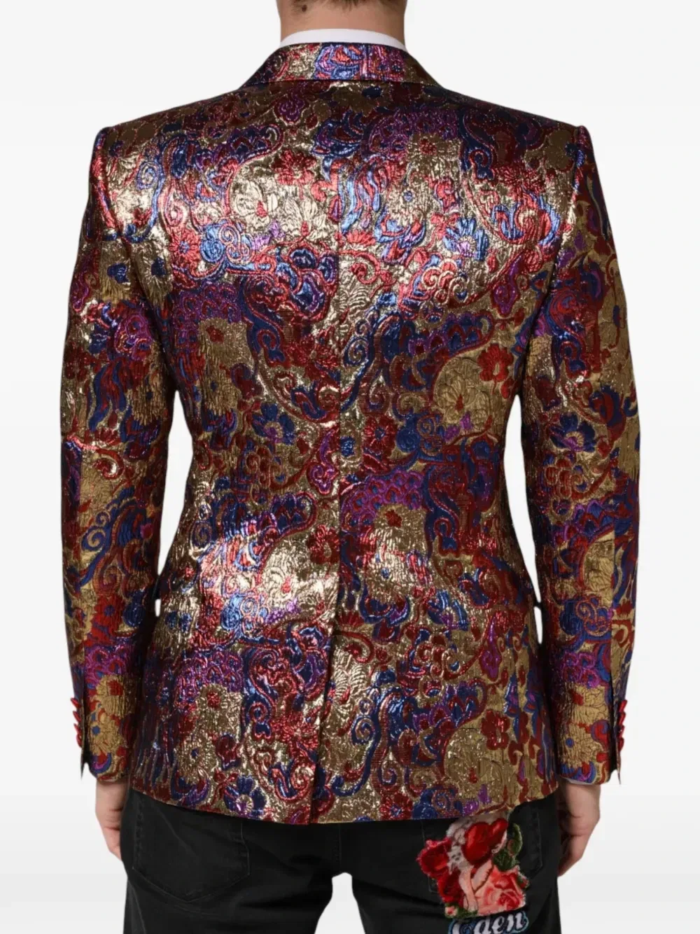 Жаккардовый однобортный блейзер DOLCE & GABBANA, золотой — фото 3