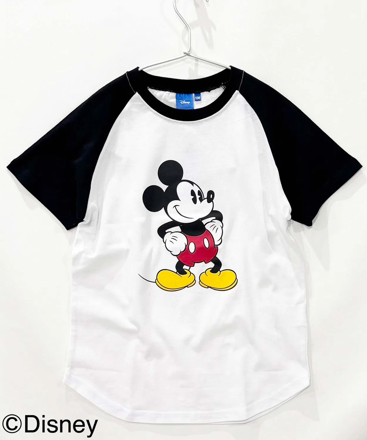 Детская футболка с принтом Raglan Mickey Mouse Disney, Белый/Черный — фото 2