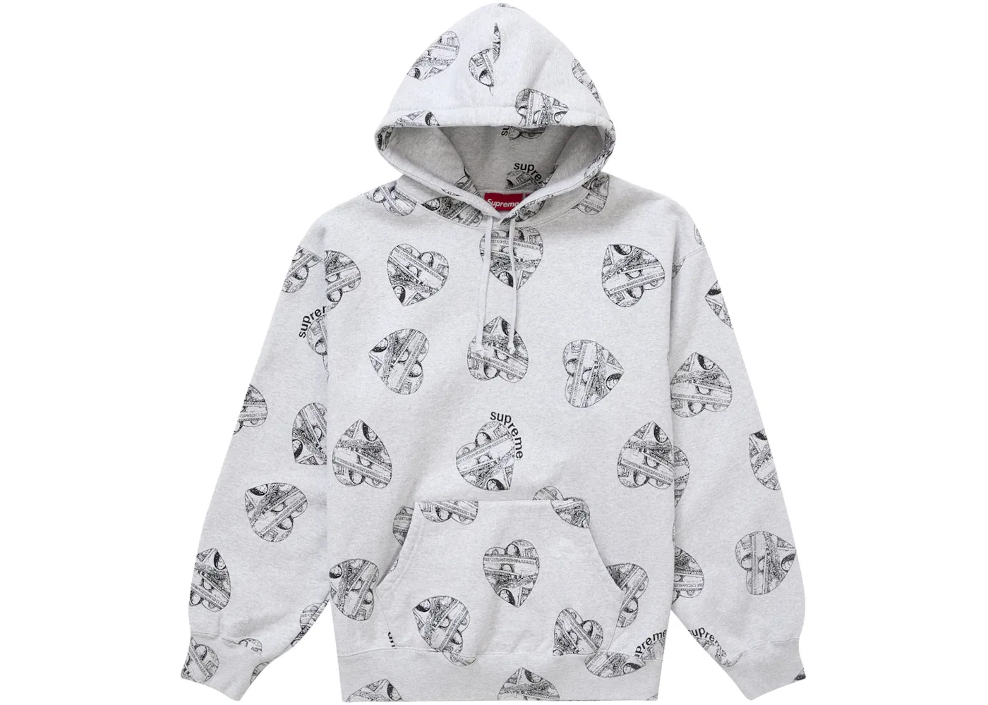 Мужской худи с принтом Supreme Love Cash Hooded Ash Grey Supreme, Ash Grey