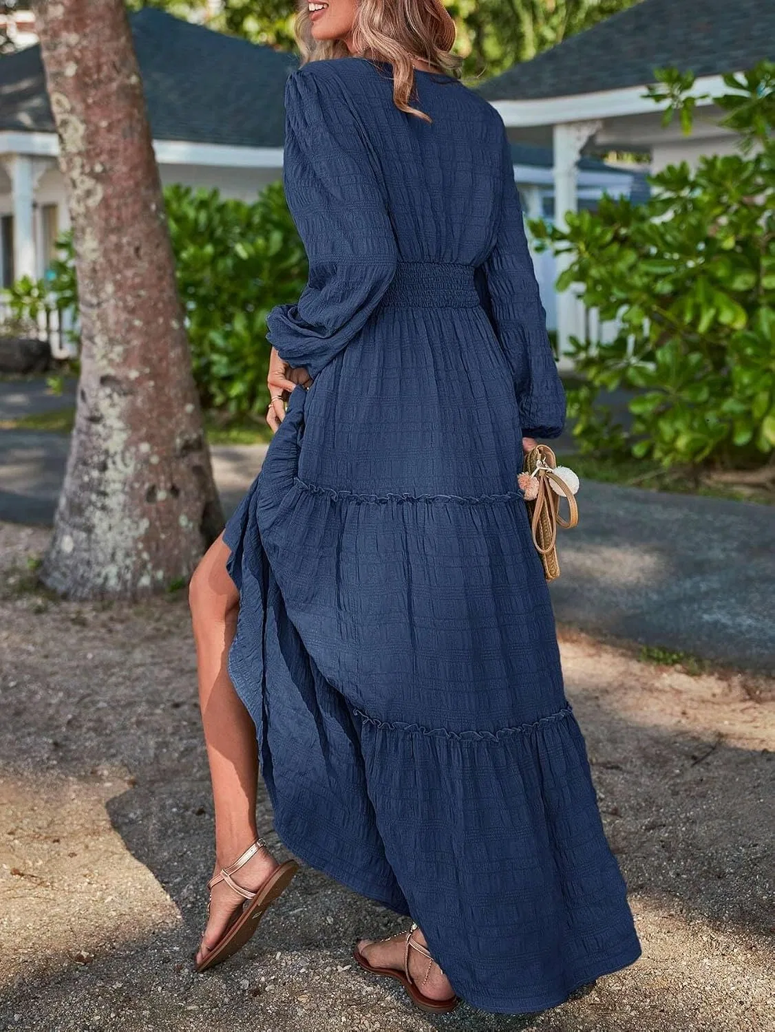 Женское коктейльное платье А-силуэта с воланами, Navy Blue — фото 2