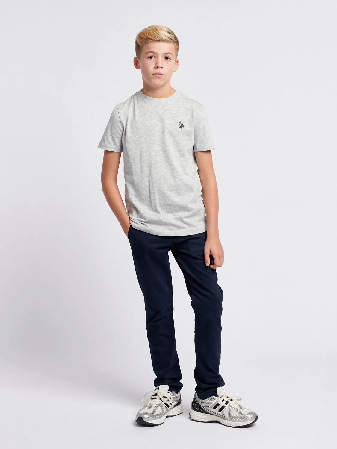 Футболка с текстурой Double Horsemen U.S. Polo Assn., светло-серый — фото 3