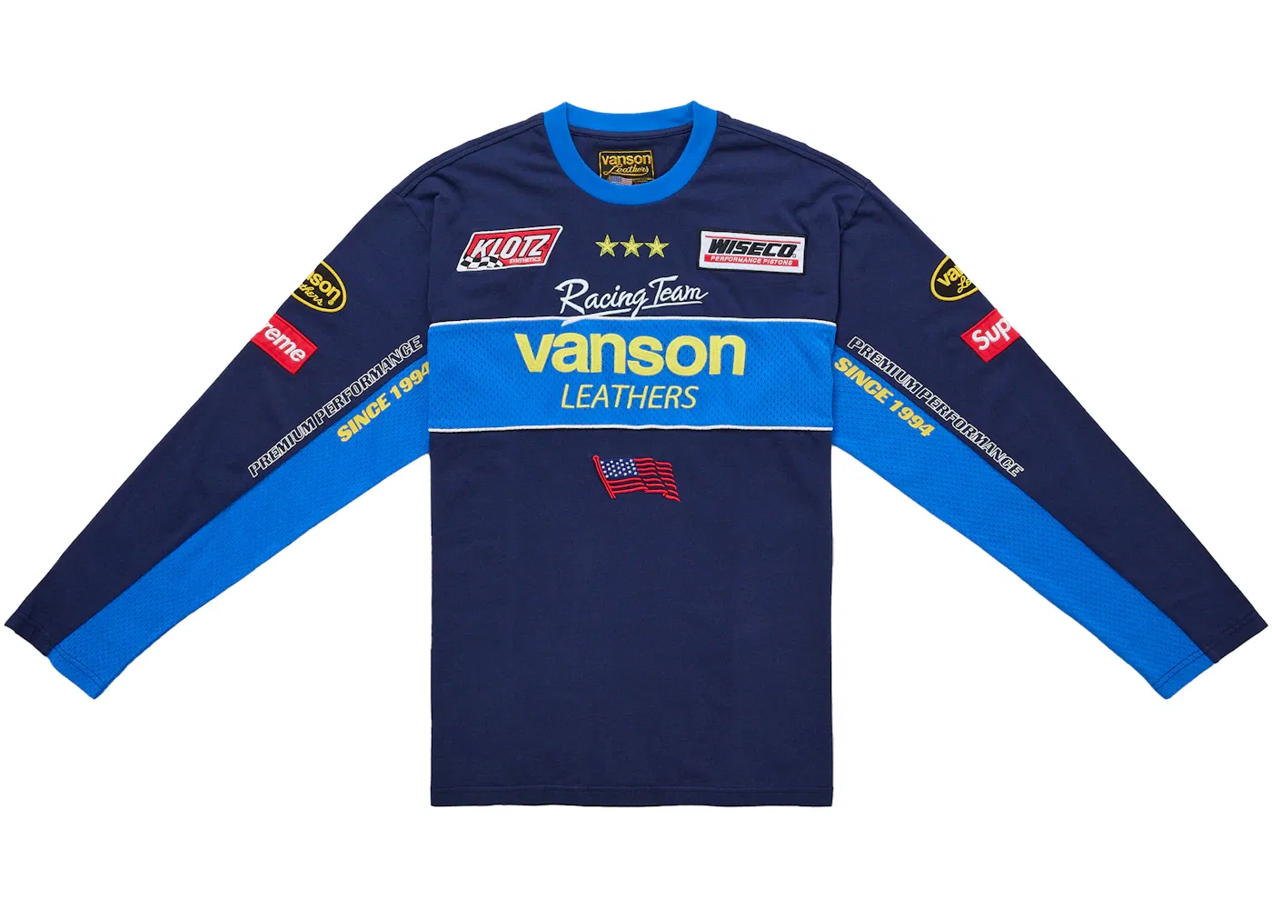 Мужская футболка с длинным рукавом Vanson Leathers Supreme, Navy
