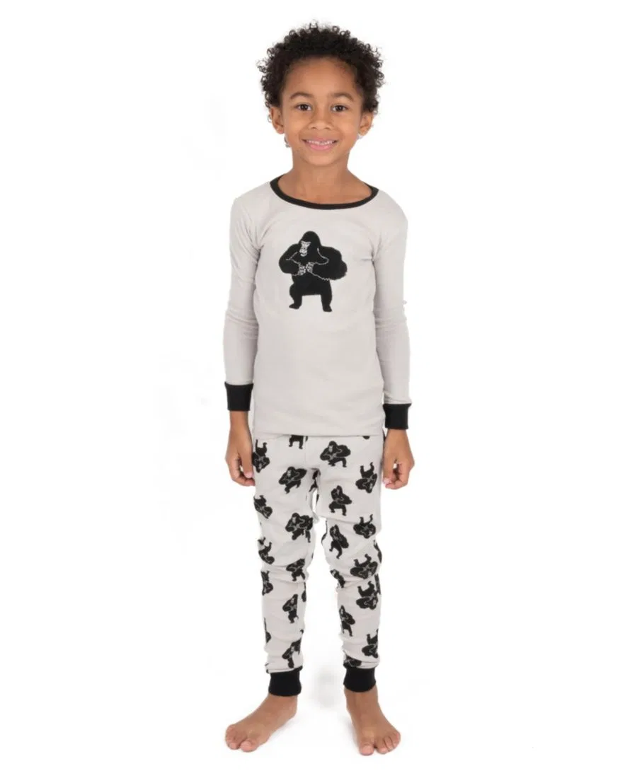 Пижамный комплект с длинным рукавом из хлопка Cozy Critters Leveret, Gorilla Light Grey — фото 2