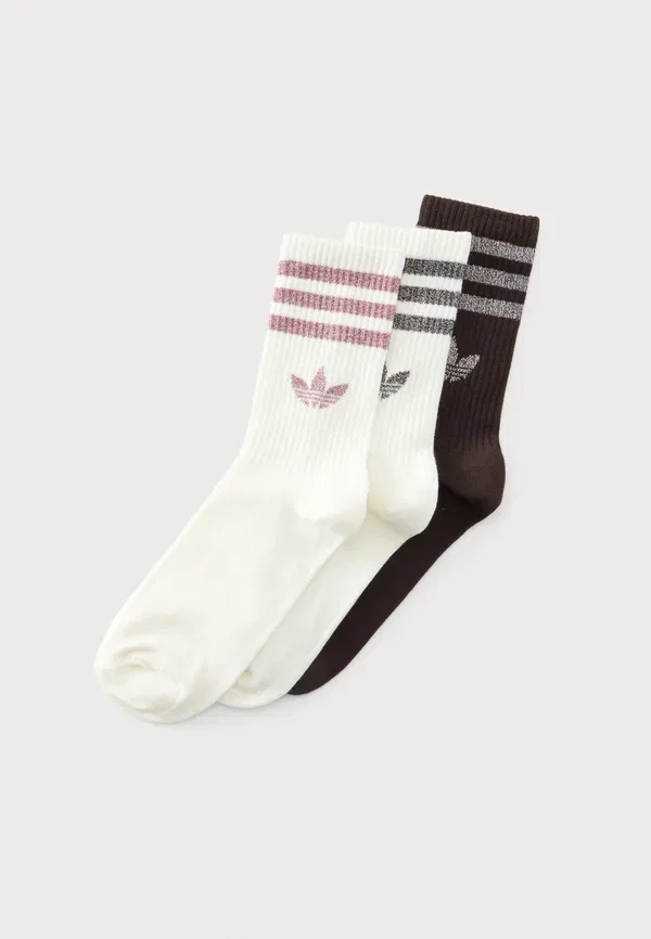 Набор из 3 пар носков унисекс с блестками - носки Adidas Originals, темно-коричневый/кремовый