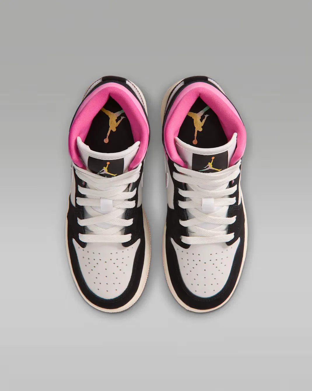 Кроссовки для детей постарше Air Jordan 1 Mid SE, Black/Sail/Pinksicle/University Gold — фото 4