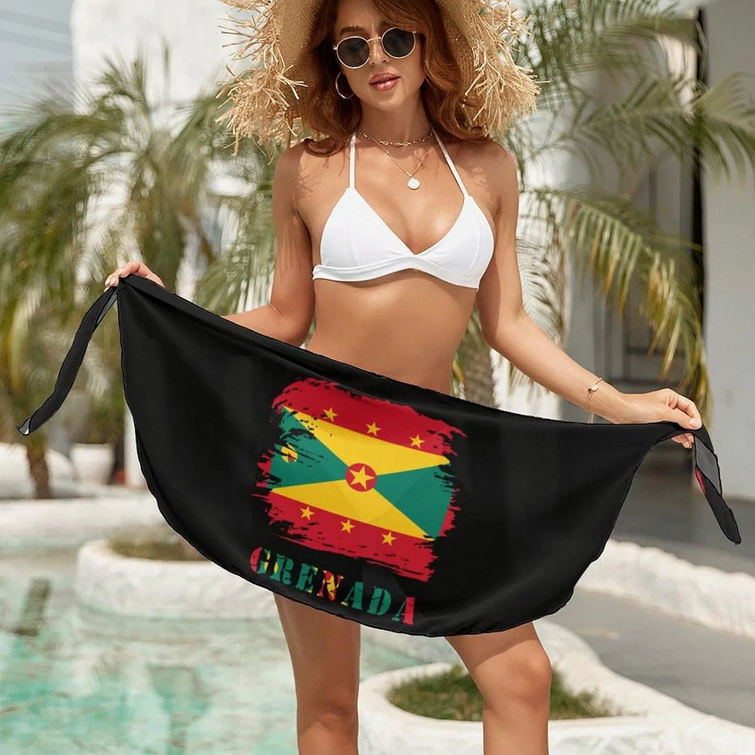 Женская пляжная накидка с флагом Гренады, Vintage Grenada's Flag — фото 2