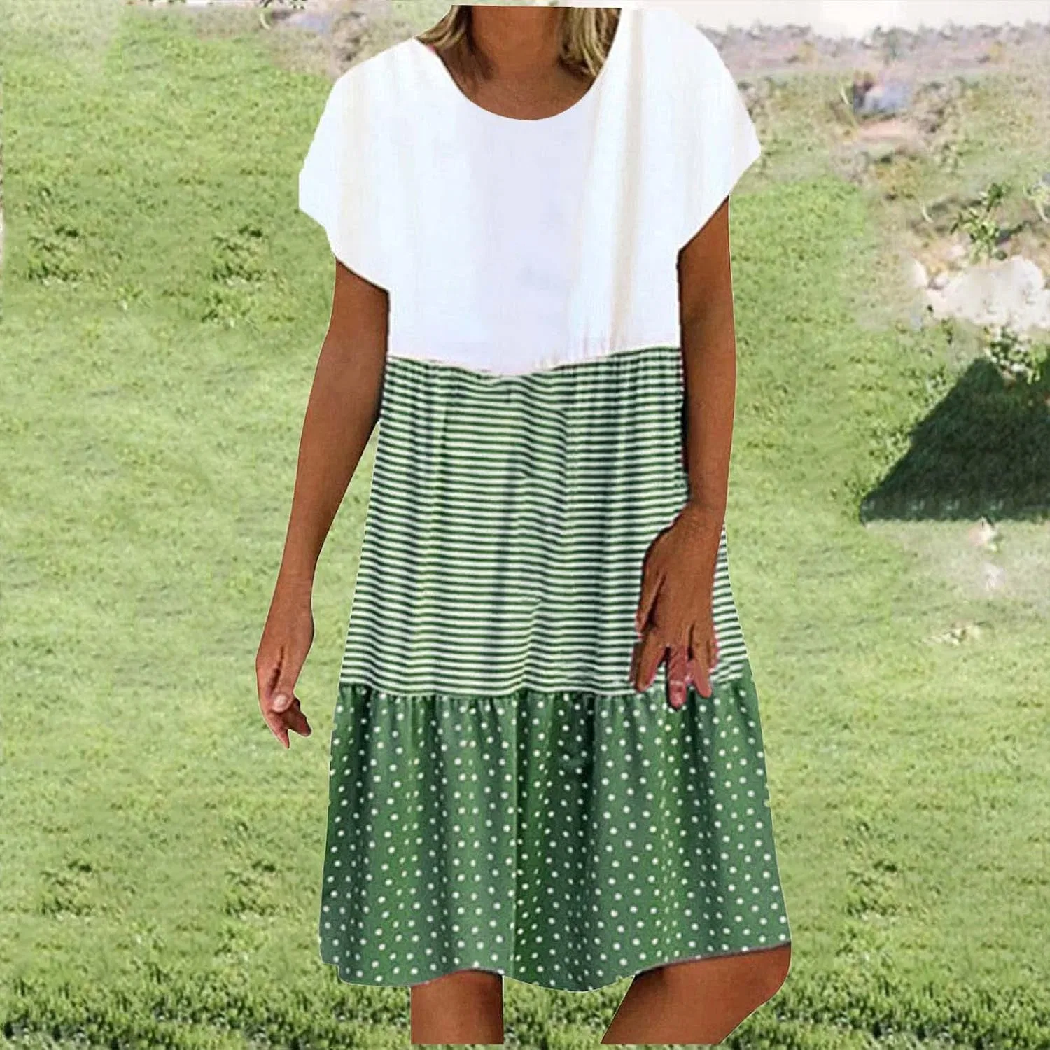 Женское летнее мини-платье с коротким рукавом Swing Beach Dress, Green — фото 2
