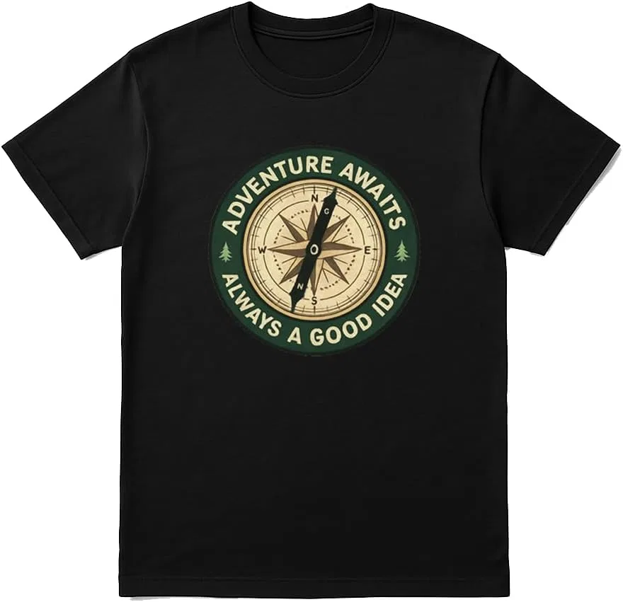Футболка с принтом компаса Adventure Awaits, Black