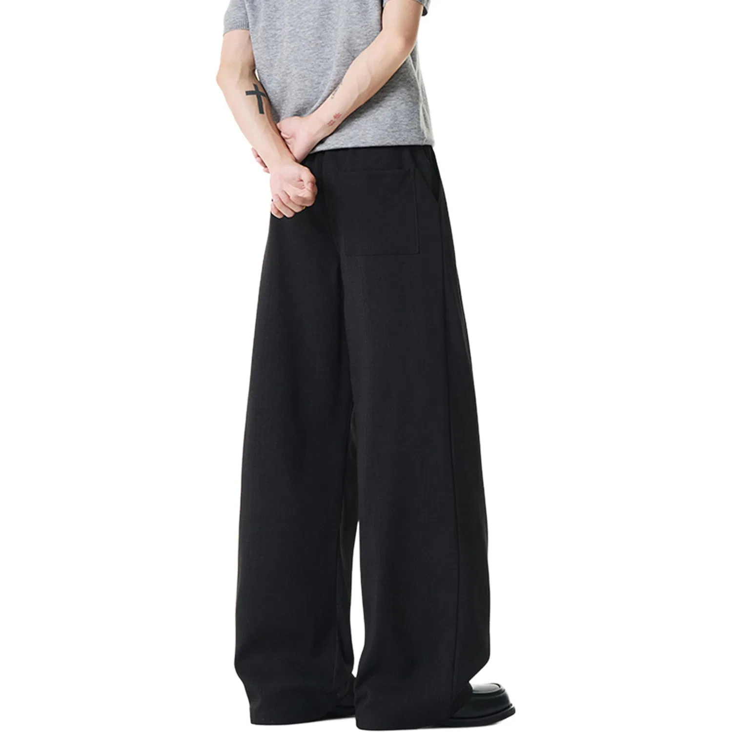 Детские брюки прямого кроя с широкой штаниной Suit Pants WARRIOR, Black (DIY Badge) — фото 4