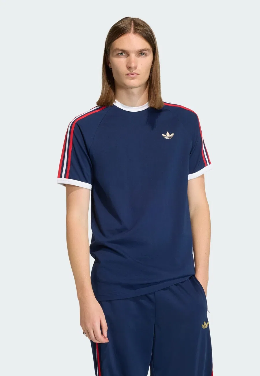 Футболка ADIDAS ORIGINALS «3 полоски» темно-синего цвета — фото 2