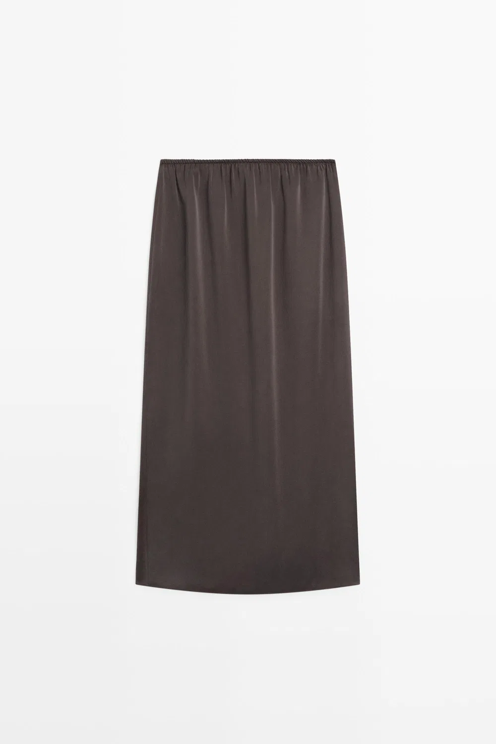 Юбка Massimo Dutti, миди, из 100% шелка, темно-серый — фото 2