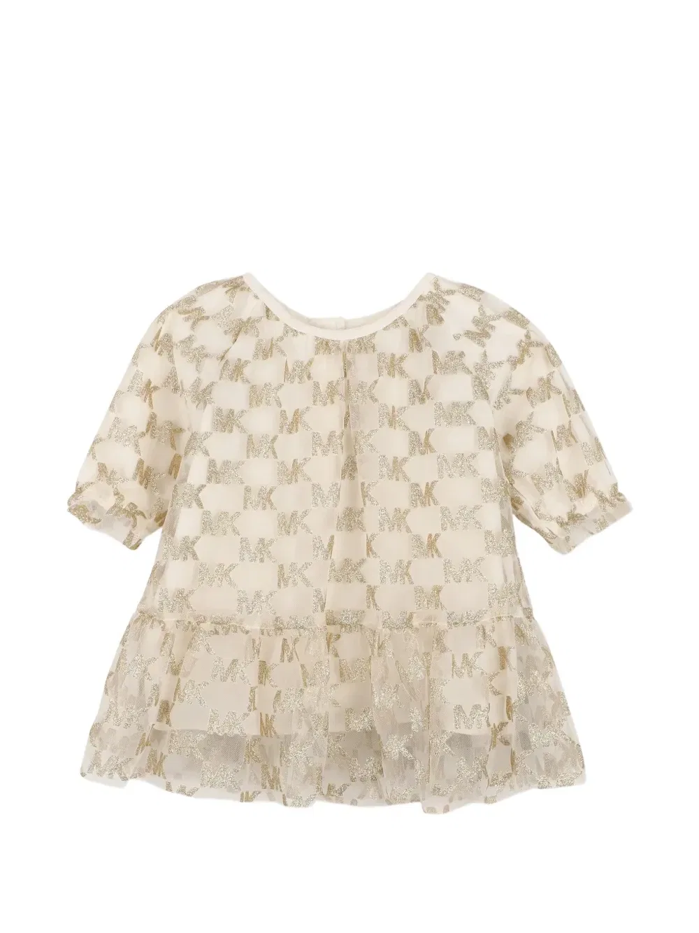 Платье с оборками и логотипом Michael Kors Kids, бежевый — фото 3