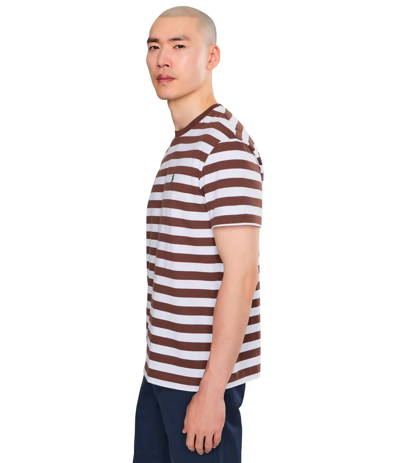 Футболка с коротким рукавом в полоску и круглым вырезом Polo Ralph Lauren, Chocolate Brown/White — фото 3