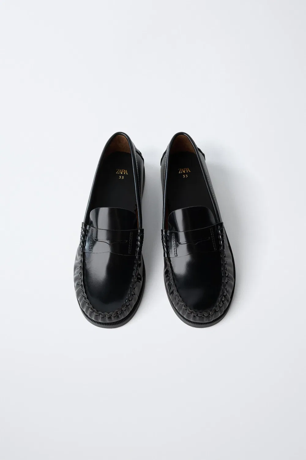 Кожаные школьные лоферы ZARA, Black — фото 4