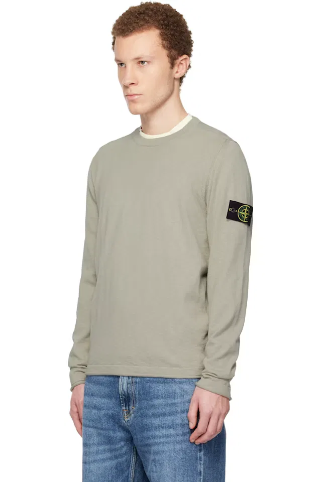 Бежевый свитер из органического хлопка Stone Island — фото 4