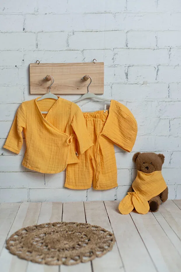 Детский комплект одежды для новорожденных из муслина Newborn kimono set Olivo Mini, Hardal