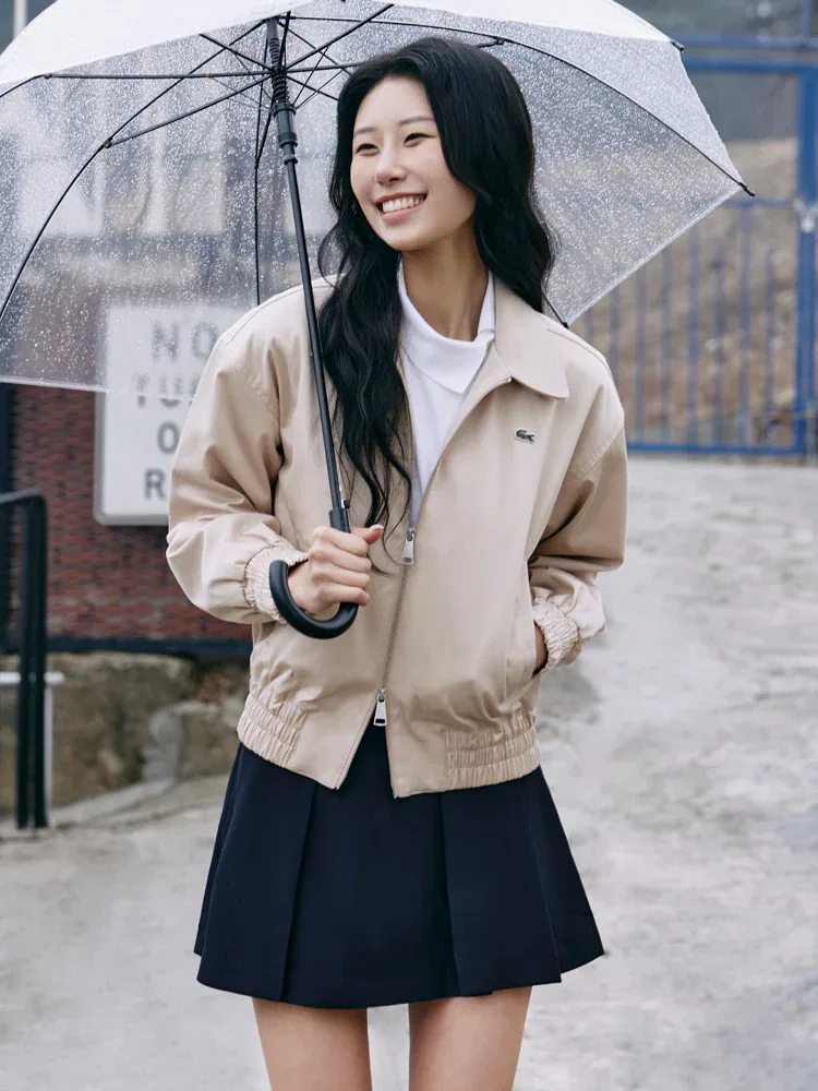 Жакет Lacoste BF8412 Beige, из габардина, классический крой