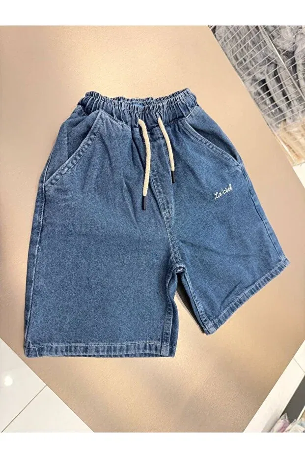 Детские джинсовые шорты для мальчиков с принтом La Ciel Paris, Navy Blue — фото 2