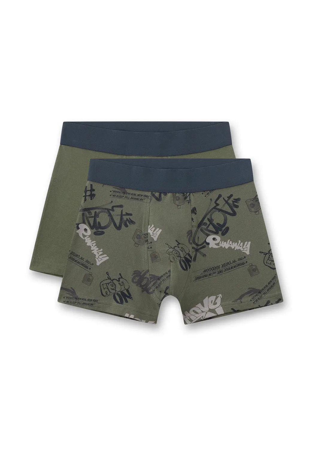 Jungen-Hipshorts Graffiti, 2 пары плавок Sanetta, Grün