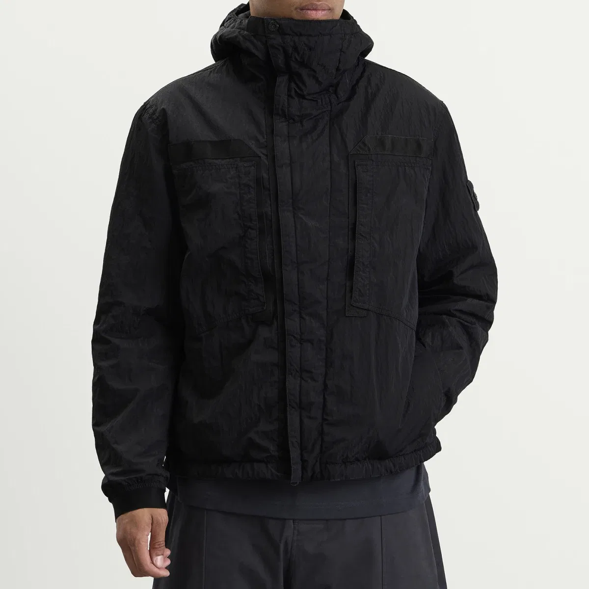 Куртка с капюшоном из рип-нейлона Warp Rib Nylon-TC Stone Island, Black — фото 2