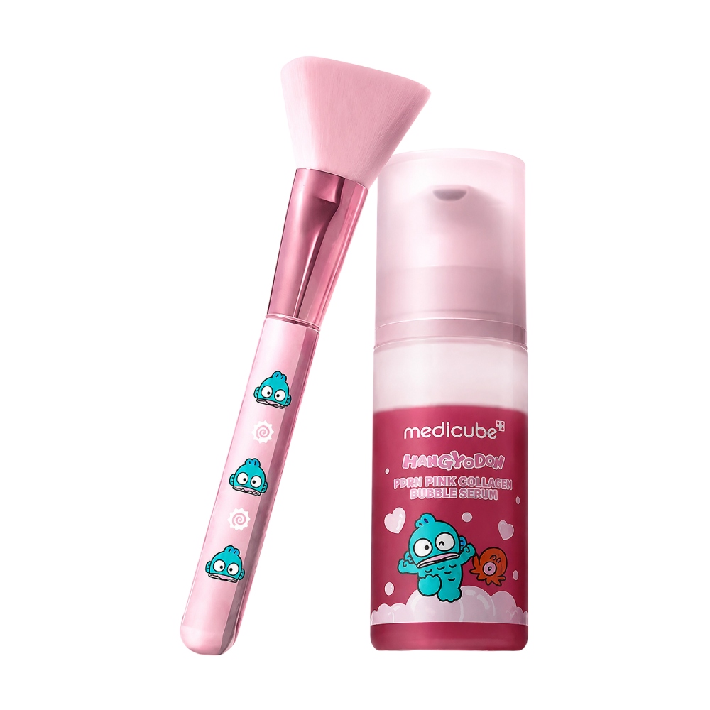 Набор для ухода за кожей лица Medicube PDRN Pink Collagen Bubble Serum Hangyodon с кисточкой, 95 мл