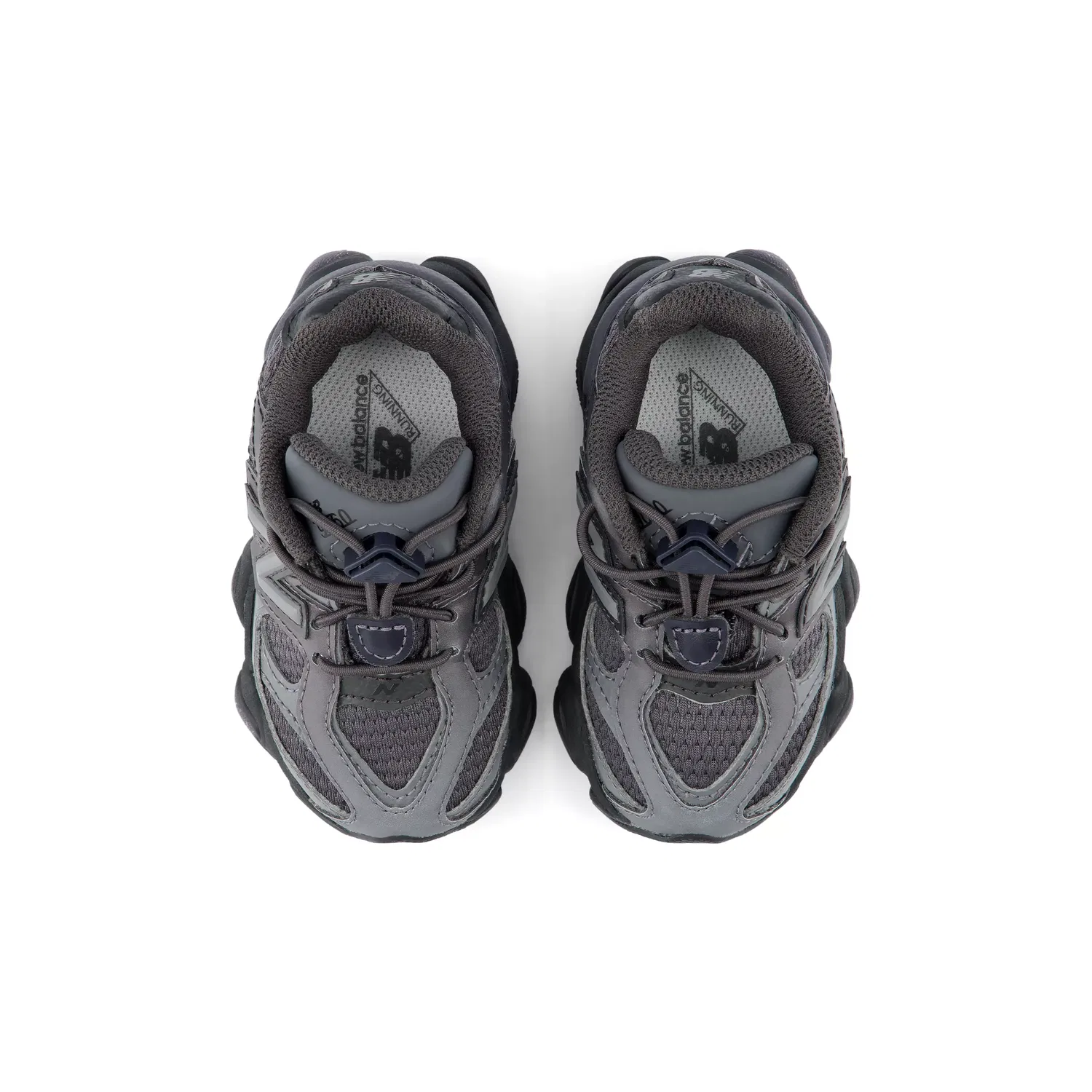 Детские кроссовки для малышей с эластичной шнуровкой 9060 Bungee New Balance, Black With Castlerock — фото 4