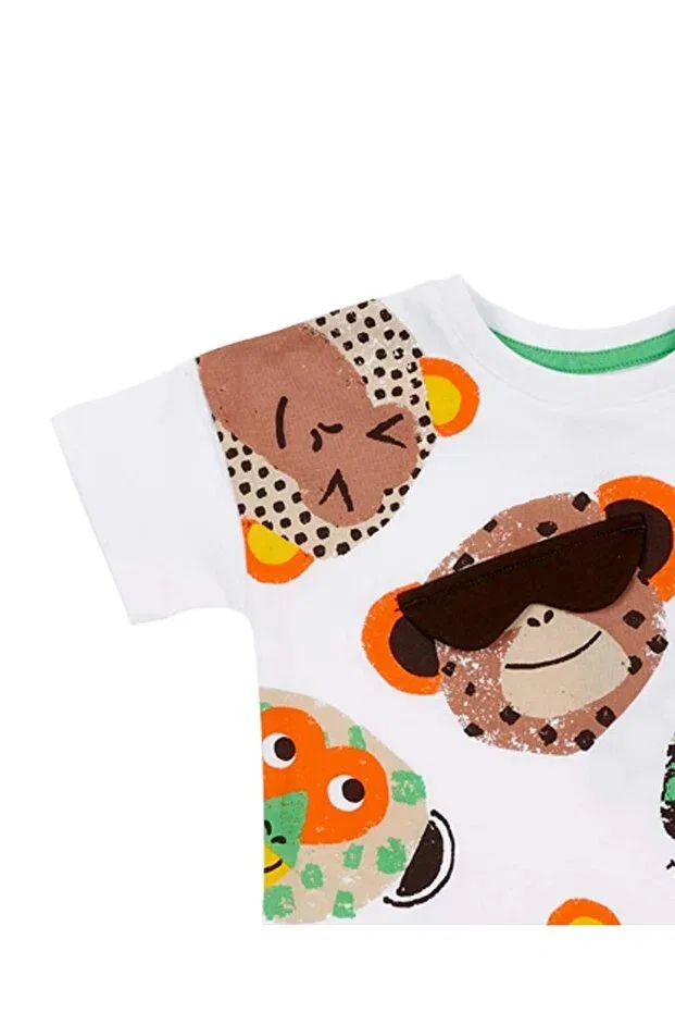 Детская футболка для девочек с принтом Monkey patterned baby t-shirt - short sleeve Tuc Tuc, Siyah — фото 2