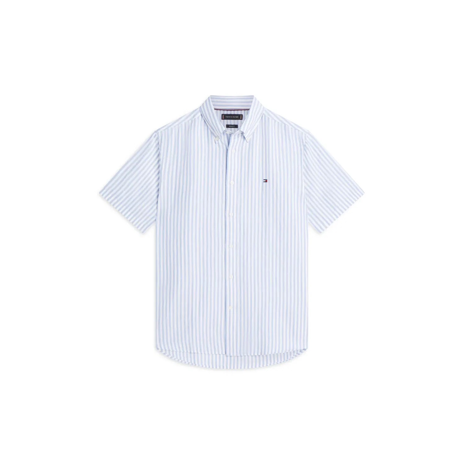 Мужская рубашка с коротким рукавом в полоску Tommy Hilfiger, Cloudy Blue / Stripe — фото 4