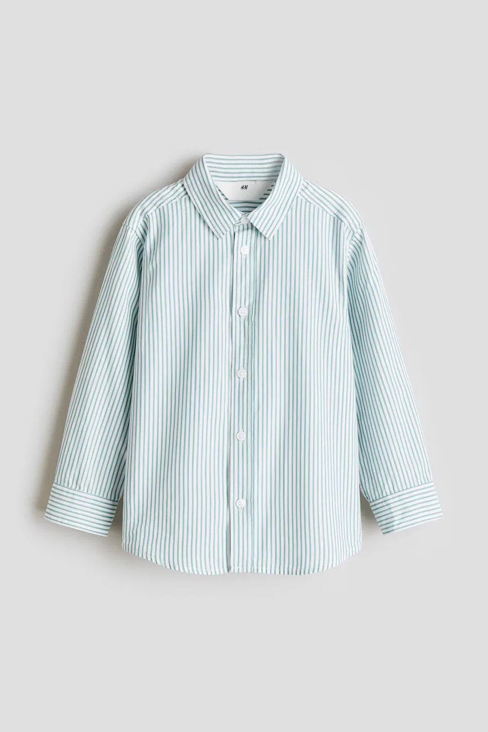 Хлопковая рубашка H&M, Grün/Weiß Gestreift