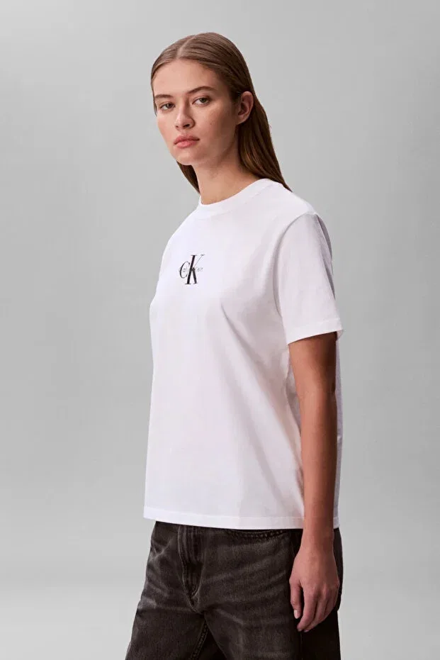 Женская футболка с коротким рукавом Classic Logo Calvin Klein, White — фото 3
