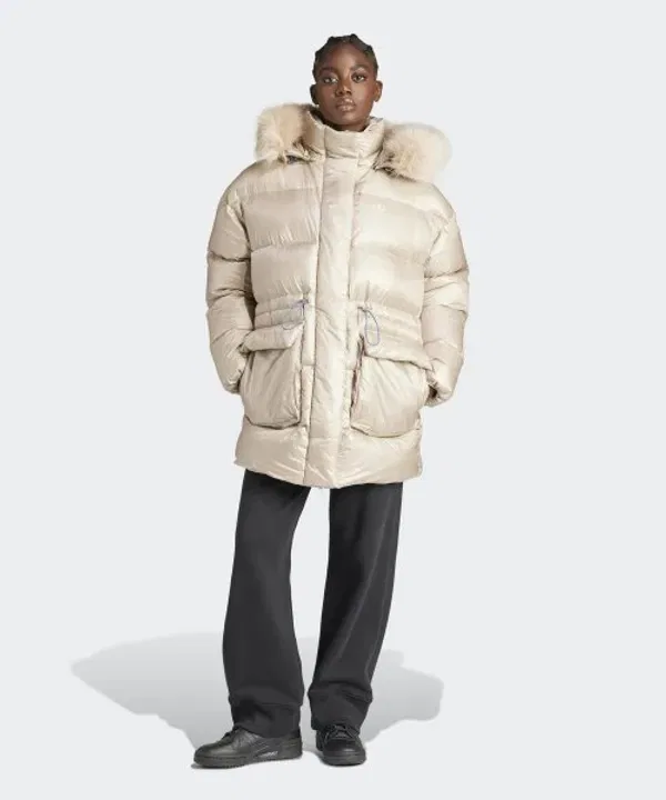 Пуховик длинный с наполнителем, Adidas, бежевый