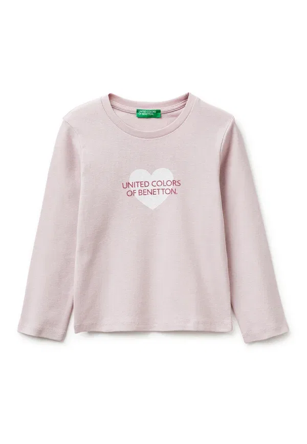 Футболка с длинными рукавами и блестящим логотипом United Colors Of Benetton, розовый