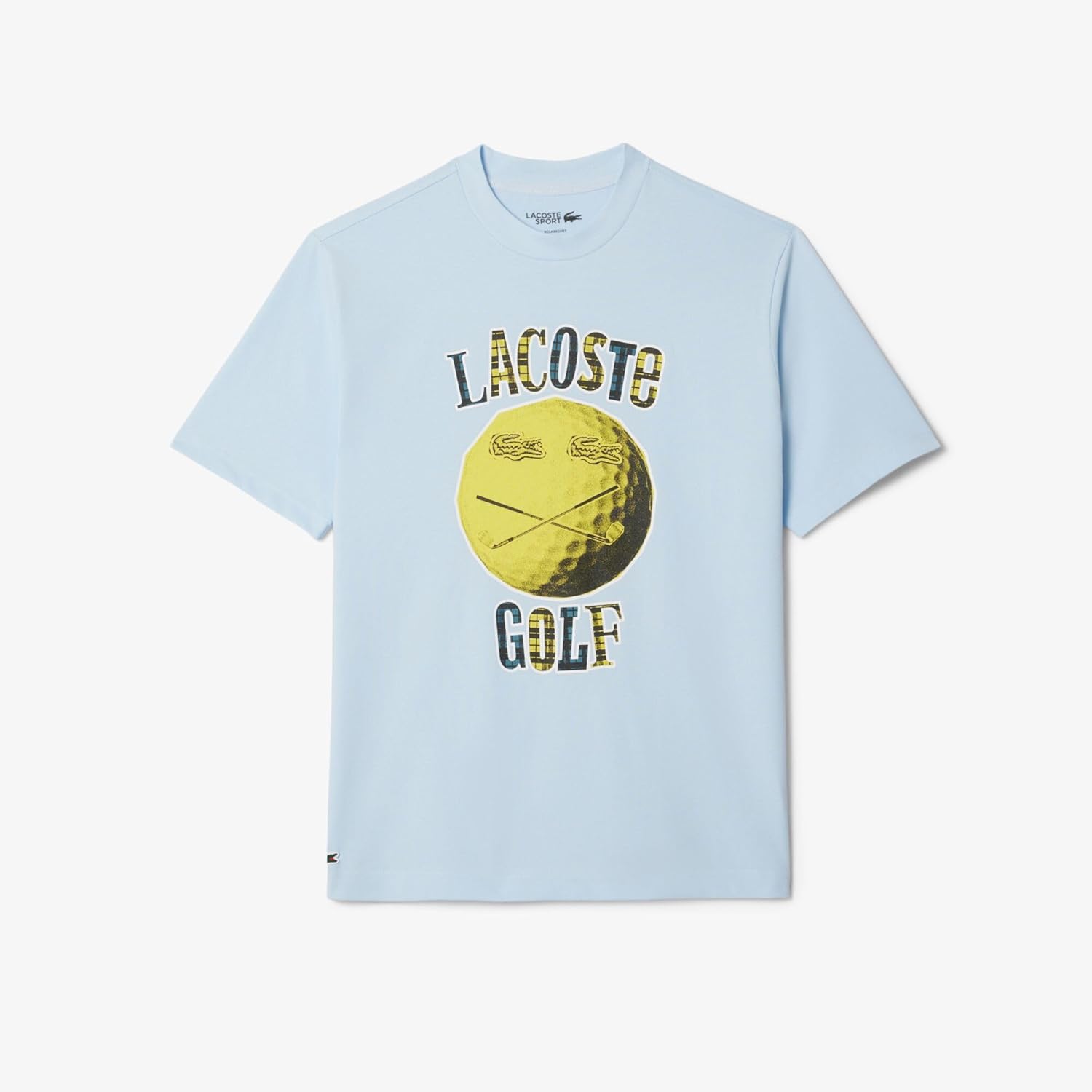 Мужская футболка для гольфа Lacoste с официальным принтом «Мальчик-смайлик» TH8976-10, светло-синий — фото 4