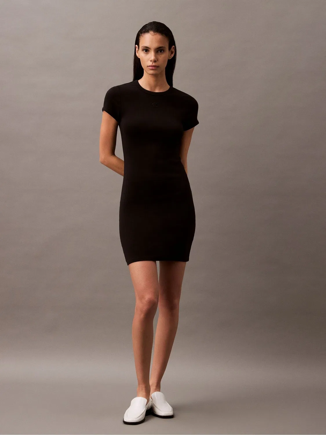 Платье-бодикон мини, рибана Calvin Klein, черный — фото 2