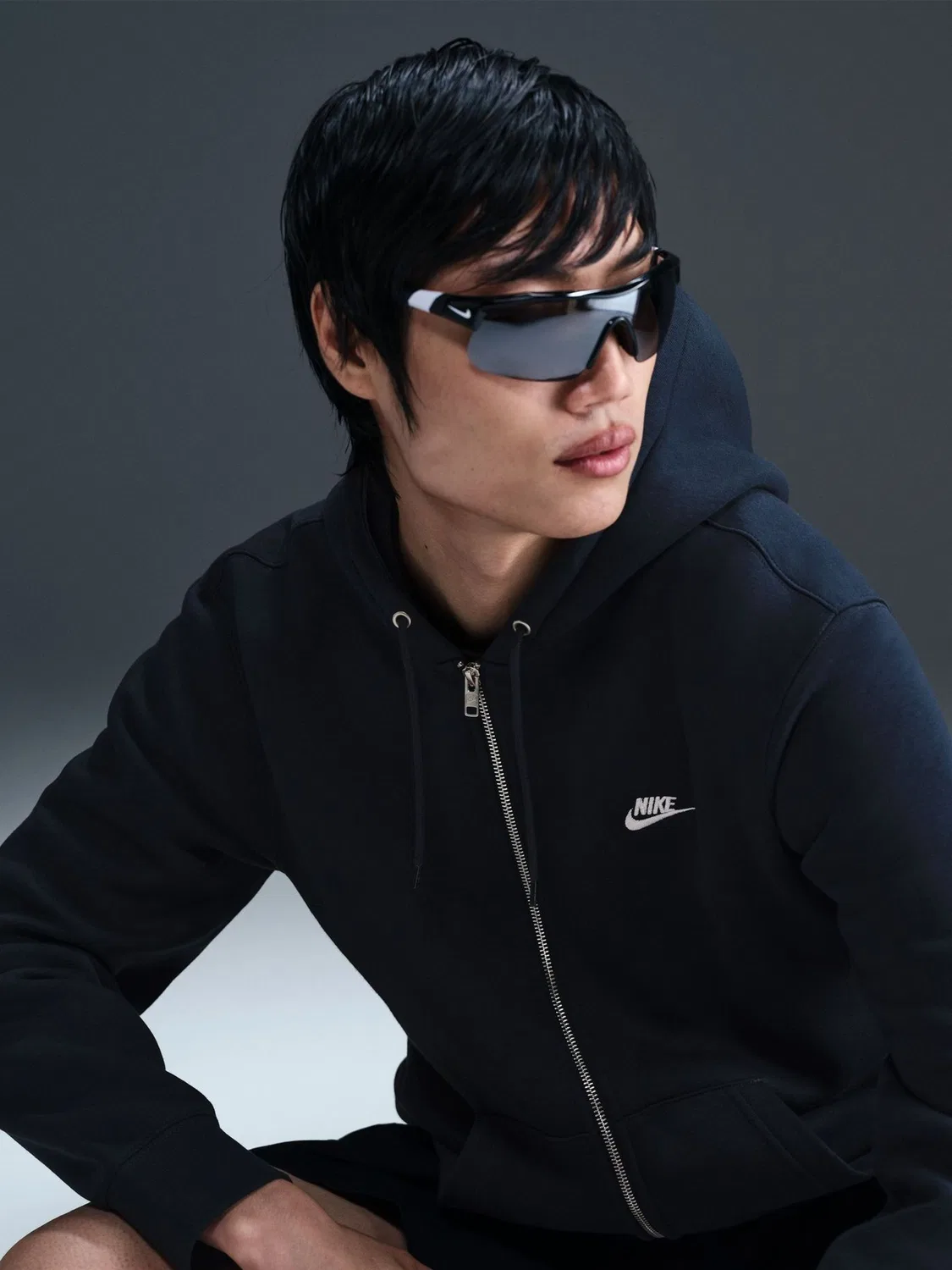 Толстовка на молнии во всю длину Nike Obsidian Navy Club — фото 4